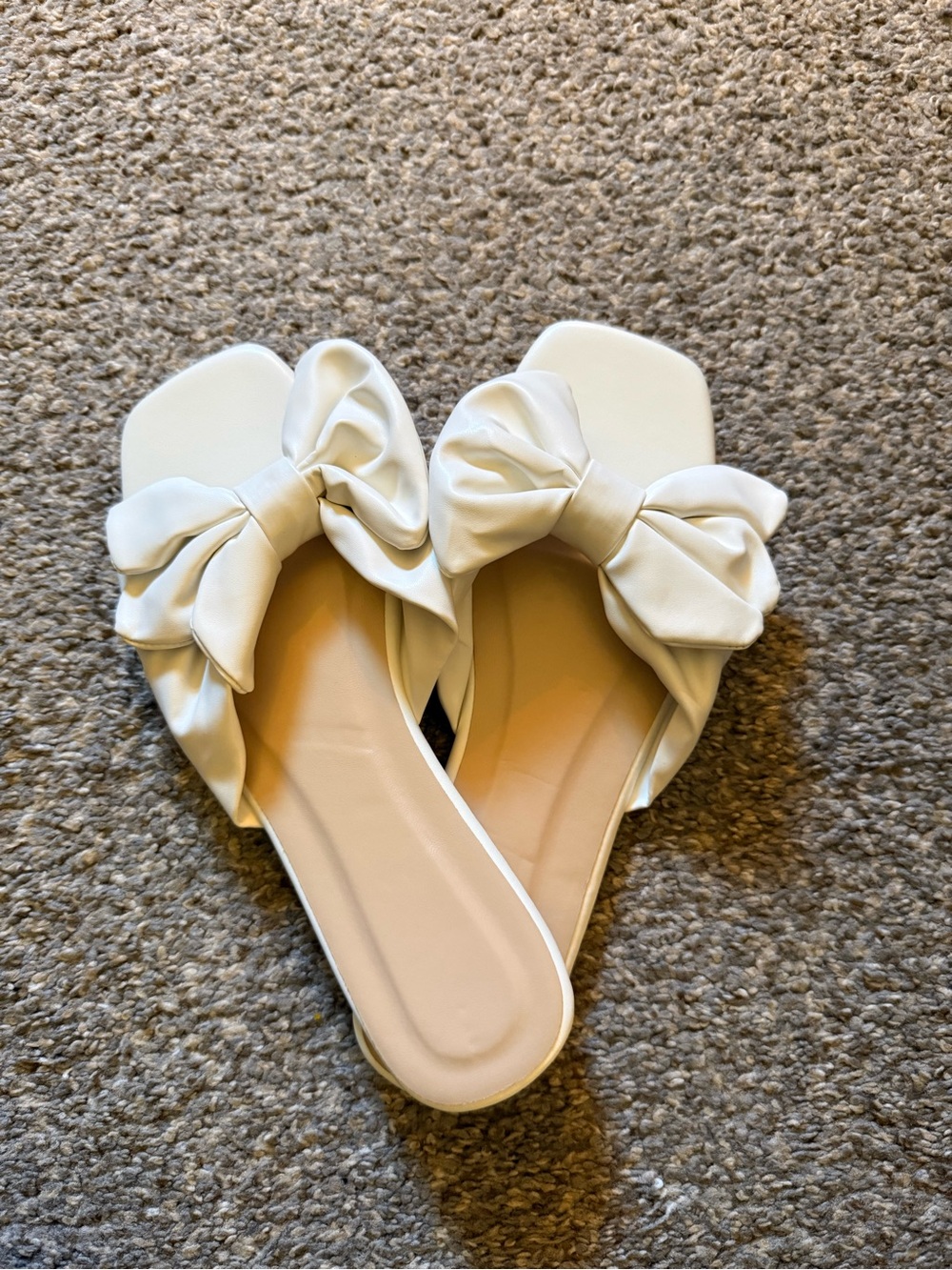 SHEIN Cream Bow Slide Sandals for Women